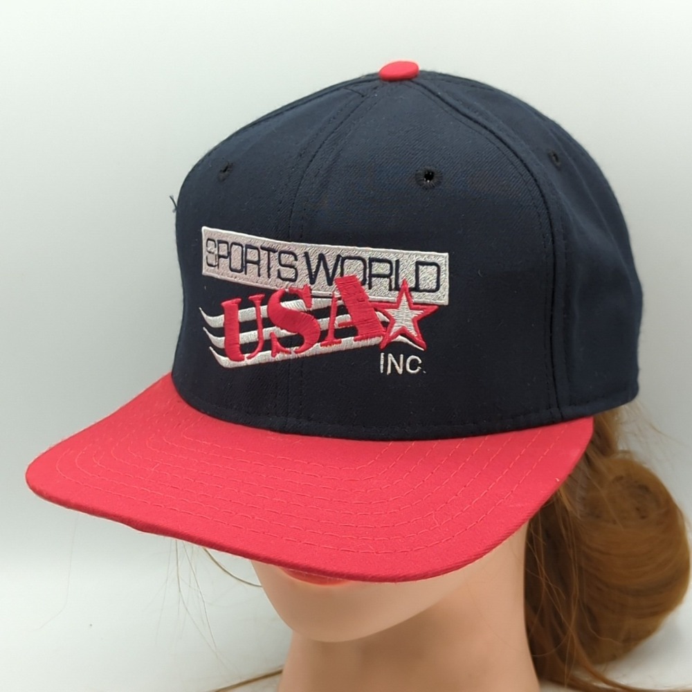 Vintage Sports World USA Inc Snapback Hat New Era Pro Model M/L Made in USA